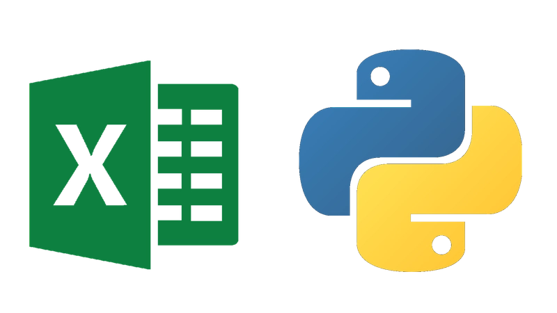 Excel and Python logos
